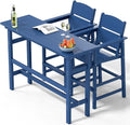 Bar Height Patio Table and Chairs Set, HDPE Outdoor Adirondack Bar Chairs and by NAVINE