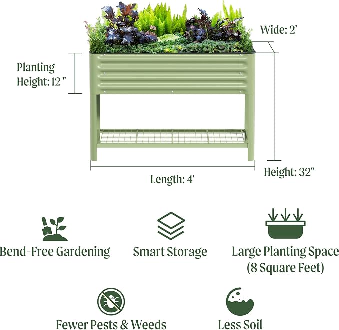 Elevated Raised Garden Bed-V Series, 700 Lbs Weight Capacity, Outdoor Planter - Image 2