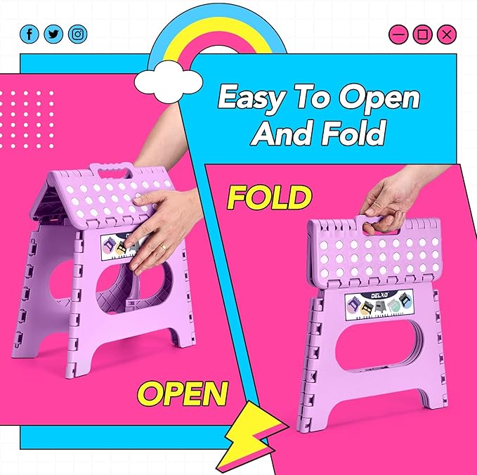 Delxo 11 inch Folding Step Stool, Non-Slip Foldable Stools Up to 300 LBS - Image 8