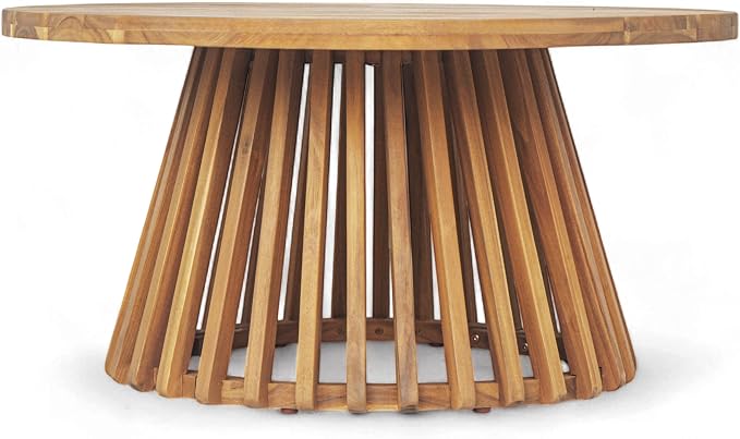 Merax Patio Outdoor Acacia Wood Round Coffee Table - Image 5