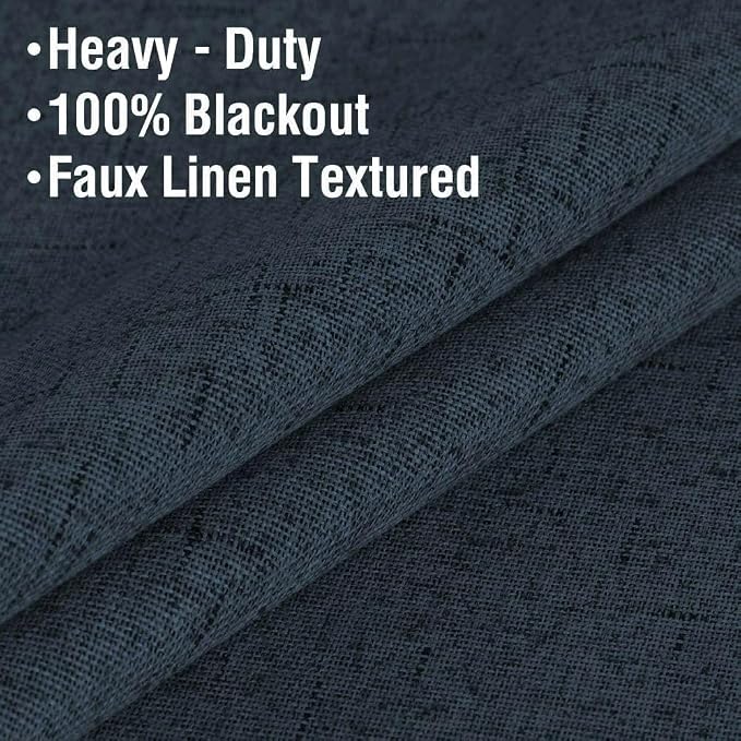 H.VERSAILTEX Primitive Linen Curtains 100% Blackout Curtain Drapes Burlap - Image 5