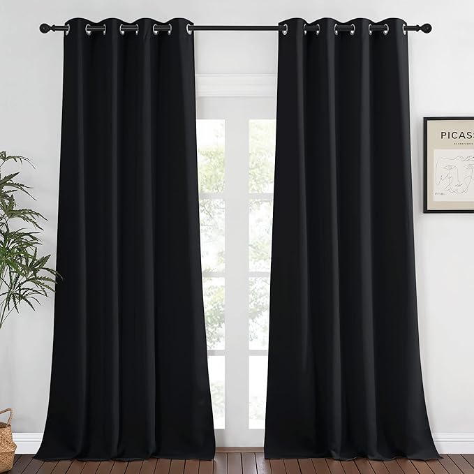 NICETOWN Black Blackout Curtain 108 inches Long by NICETOWN