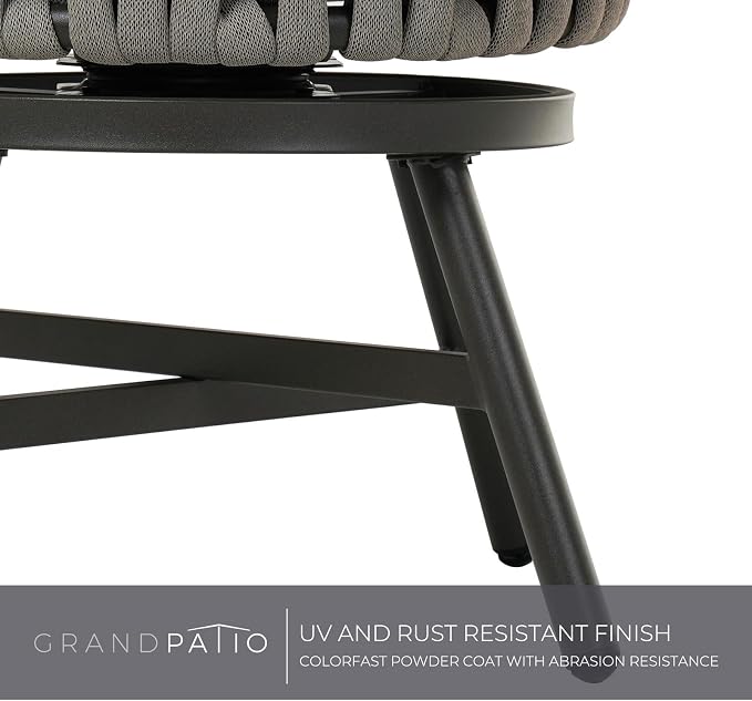 Grand patio Swivel Rope Wicker Chairs Set of 2, Patio Dining Chairs - Image 6