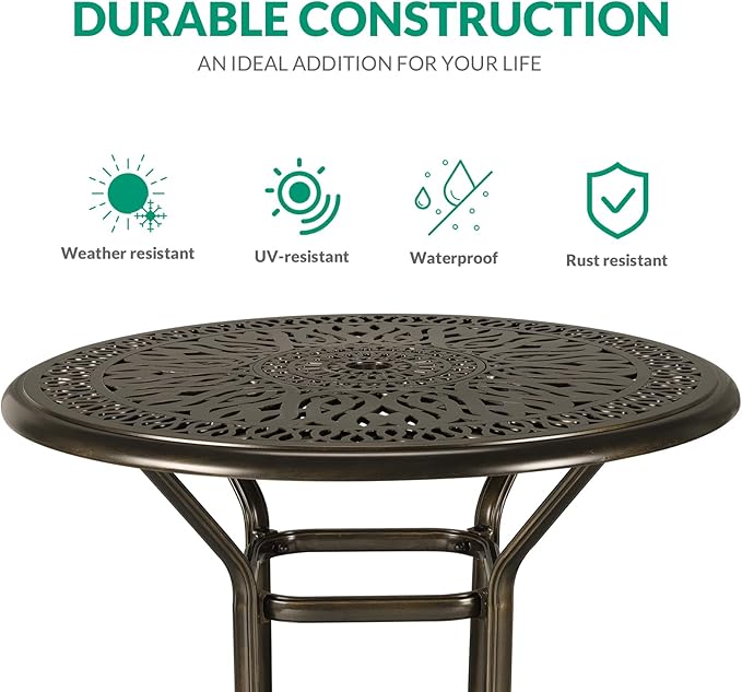 VIVIJASON 5-Piece Patio Swivel Bar Stools Set, All Weather Outdoor Cast - Image 2