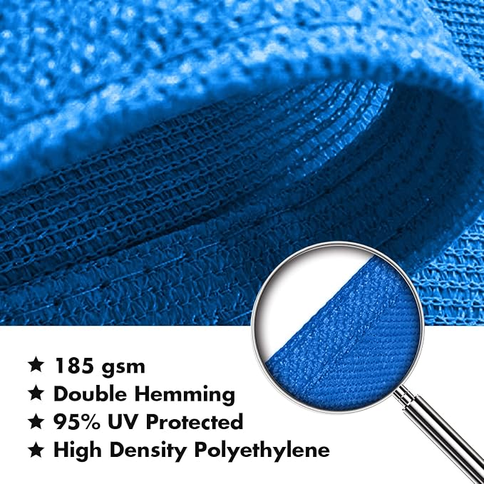 KANAGAWA Sun Shade Sail 7'x13' Blue Rectangle UV Block Canopy Awning Shelter - Image 5
