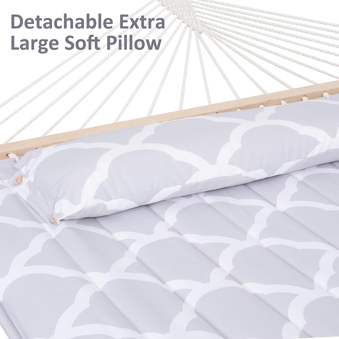 SUNCREAT Double Hammock, Extra Large Quilted Fabric Swing - Image 4