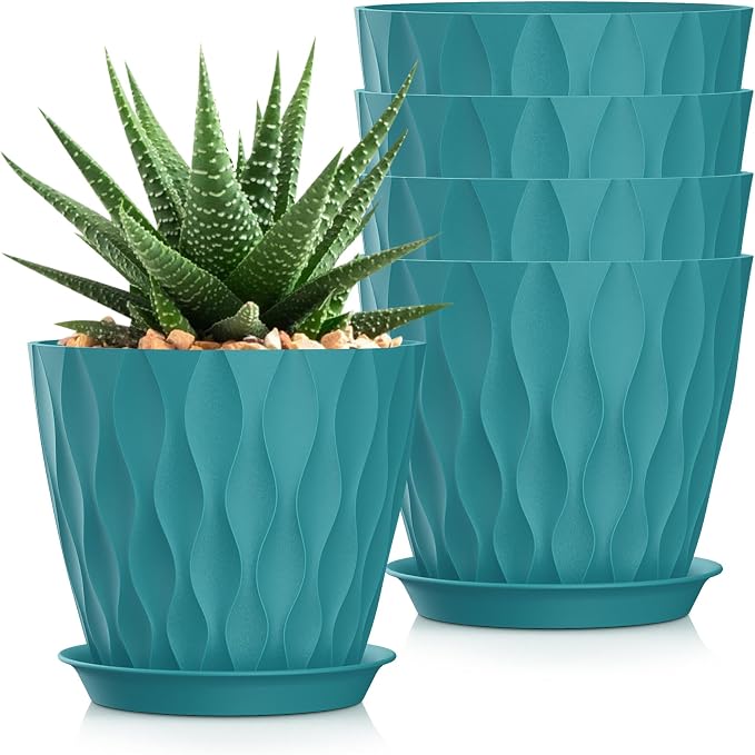 7 Inch Plant Pots 5 Pack, Flower Planters by SQKH