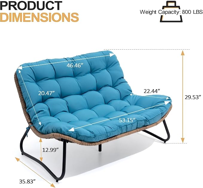 Crestlive Products Outdoor Loveseat 3PCS, Outdoor Sofa Set, All-Weather Boho - Image 2