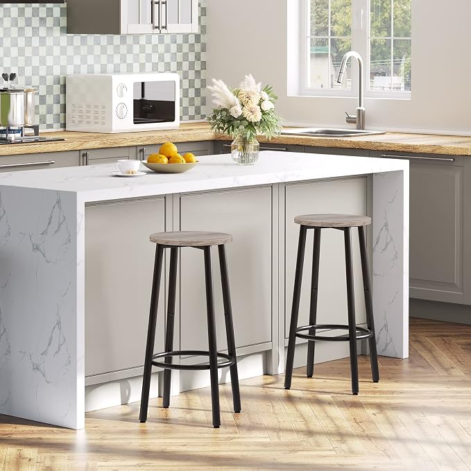 HOOBRO Bar Stools, Kitchen Round Height Stools - Image 4