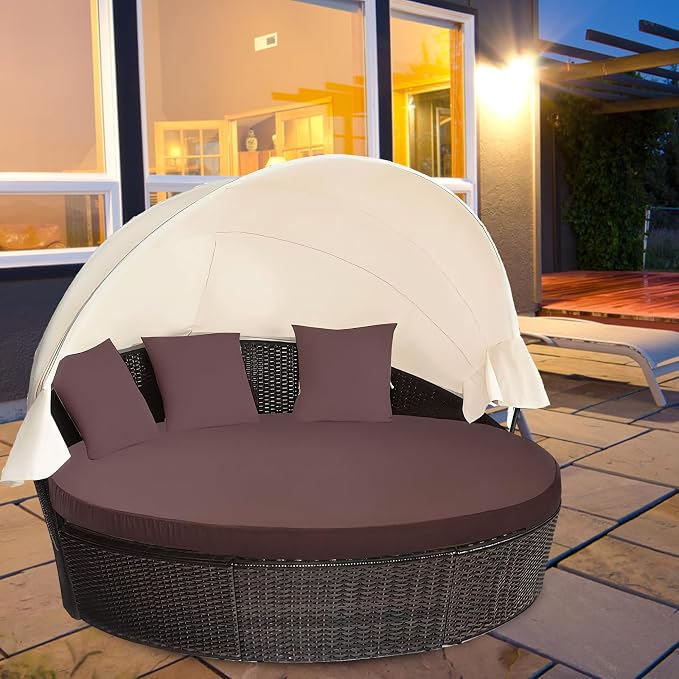 MICTONY Outdoor Daybed Cushion Cover, Sun Bed Cushion Cover, Outdoor Round Bed - Image 6