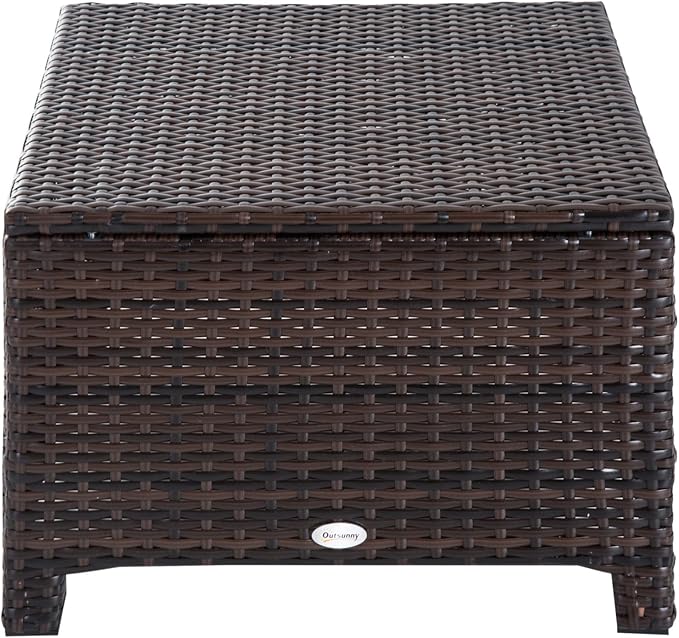 Outsunny 20" Patio Wicker Ottoman, Additional Seating, Side Table - Image 8