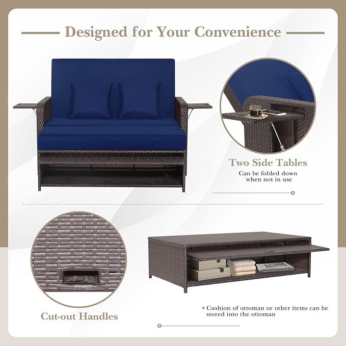 HAPPYGRILL Patio Rattan Wicker Daybed - Image 6