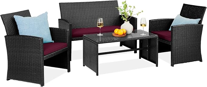 Best Choice Products 4-Piece Outdoor Wicker Patio Conversation Furniture Set by BestChoiceProducts