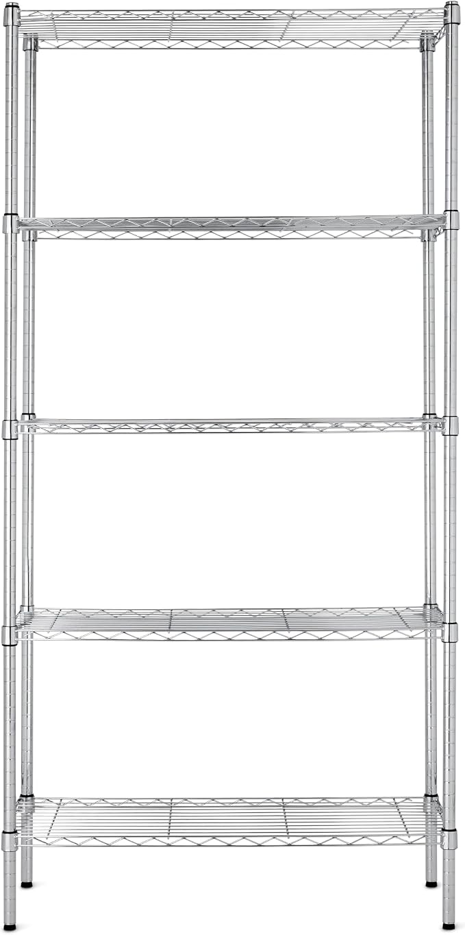 Amazon Basics 5-Shelf Adjustable Heavy Duty Steel Wire Rack, Space Saving - Image 6