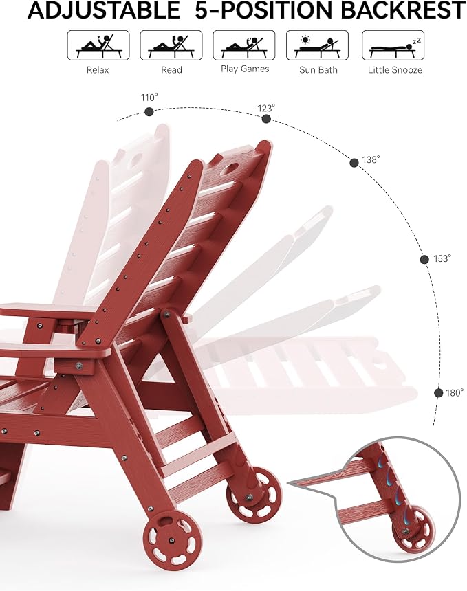 Carauci Lounge Chair Outdoor, HDPE Chaise Lounge - Image 5
