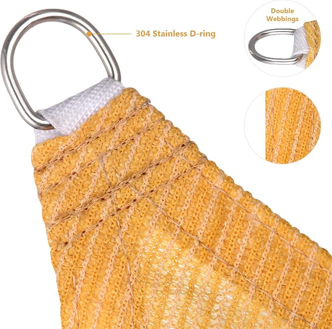 Eden's Decor Straight Flat-Edged Sun Shade Sail Rectangular 8' x 13' Wheat - Image 2