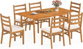 Tangkula 7 Pieces Patio Acacia Wood Dining Set, Outdoor Heavy Duty Rectangular by TANGKULA