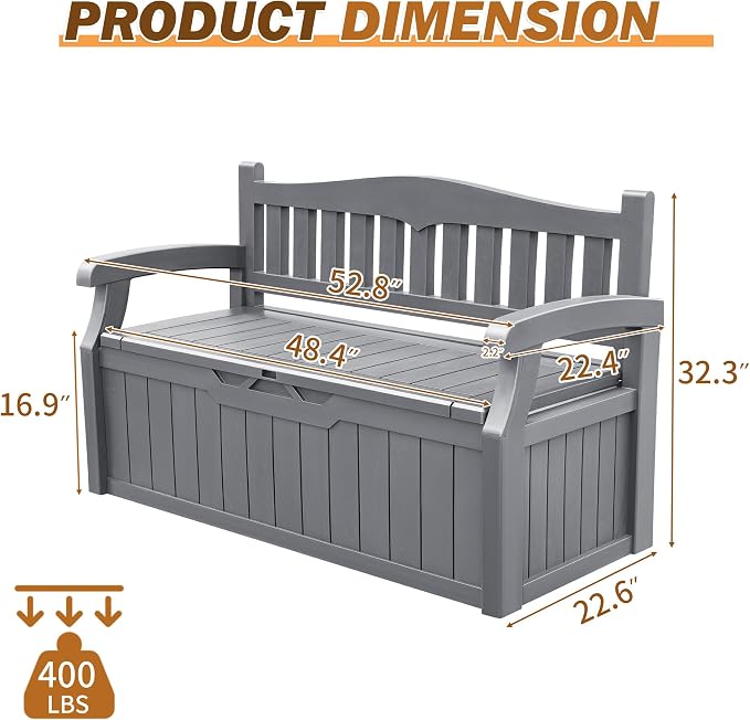 Devoko 80 Gallon Storage Bench Deck Box Lockable - Image 3