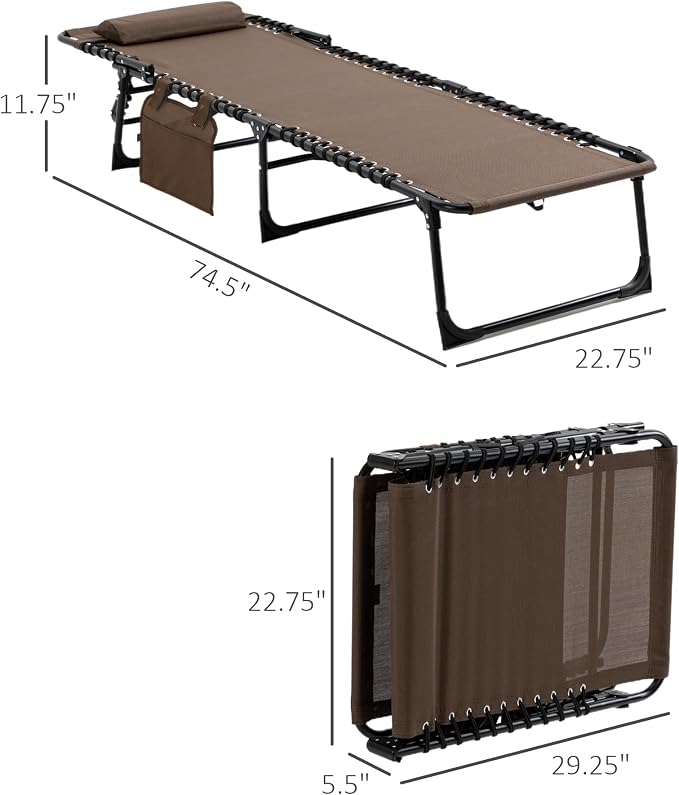 Outsunny Chaise Lounge Chair Outdoor, 5-Position Adjustable Sun Tanning Chair - Image 3