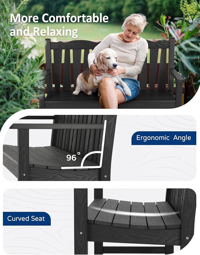 Outdoor Bench Set of 2, Weatherproof Garden Benches - Image 6
