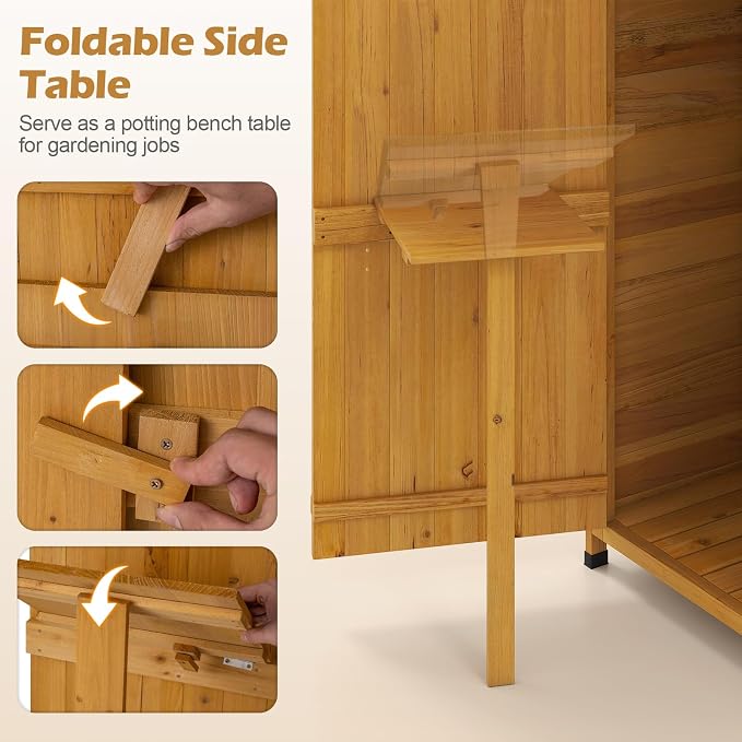Goplus All-in-One Storage Shed, Vertical Utility Tool Organizer w/Shelves & - Image 4