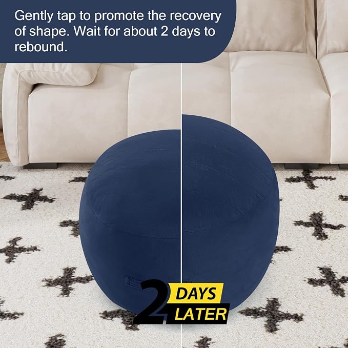MeMoreCool Round Stuffed Pouf Ottoman Foot Rest, Floor Pouf Foot Stool - Image 7