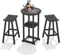 Ciokea 3 Pcs Compact Outdoor Bar Set, Space-Saving Round Bistro Set by CIOKEA