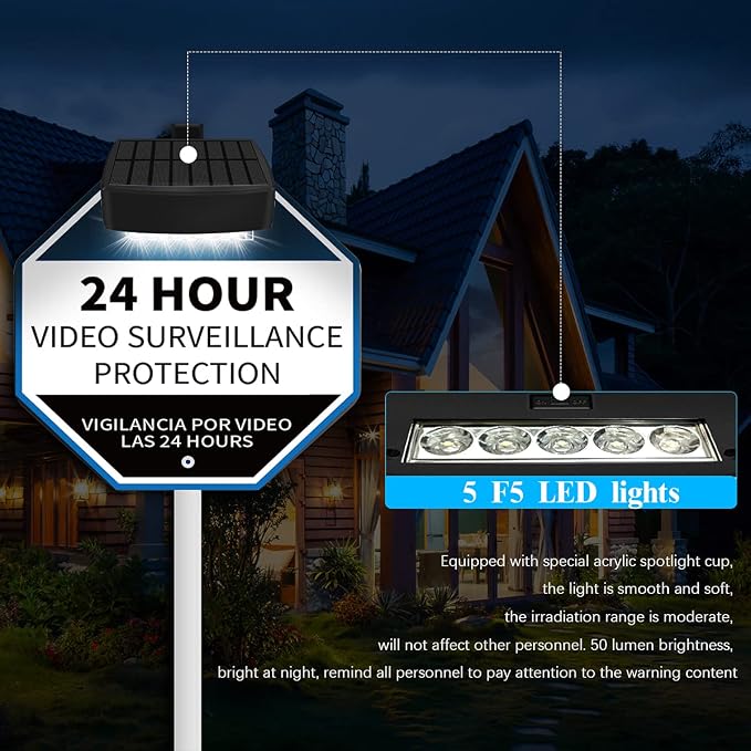 Solar Power Deck LED Light Clip-On Yard Security Sign Spotlight - Image 3