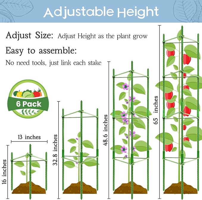 Legigo 6-Pack Tomato Cage for Garden Plant Support- Up to 63inch Garden Stakes - Image 2