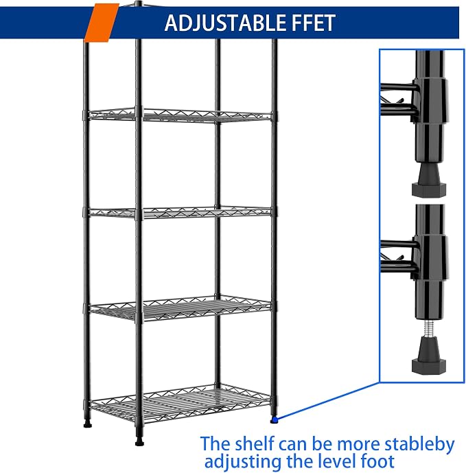 REGILLER 5-Wire Shelving Metal Storage Rack Adjustable Shelves, Standing - Image 7