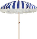 AMMSUN 7ft Patio Umbrella with Fringe Outdoor Tassel Umbrella UPF50+ Wood Color by AMMSUN