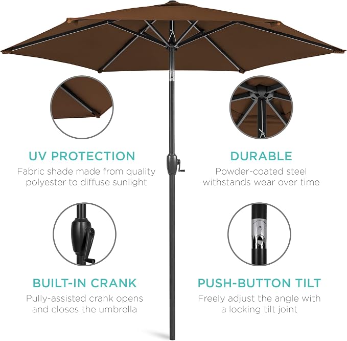 Best Choice Products 7.5ft Heavy-Duty Round Outdoor Market Table Patio Umbrella - Image 5