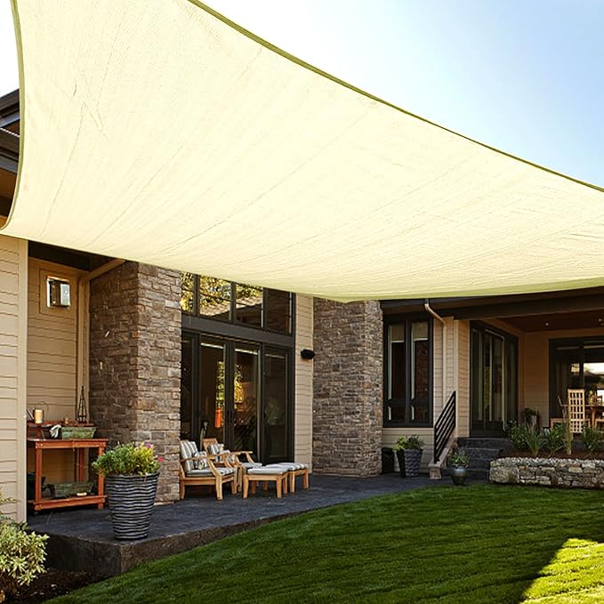 LOVE STORY Custom Size 12'x24' Butter Cream Sun Shade Sail Rectangle UV Block by LOVESTORY