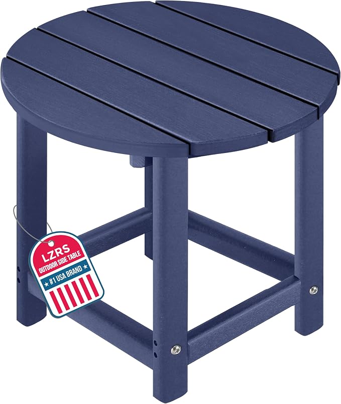 LZRS Round Adirondack Patio Side Table End Table, Outdoor Side Tables by LZRSPET