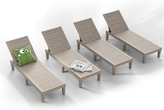 ROJIK Outdoor Chaise Lounge Chair Set of 4, by ROJIK