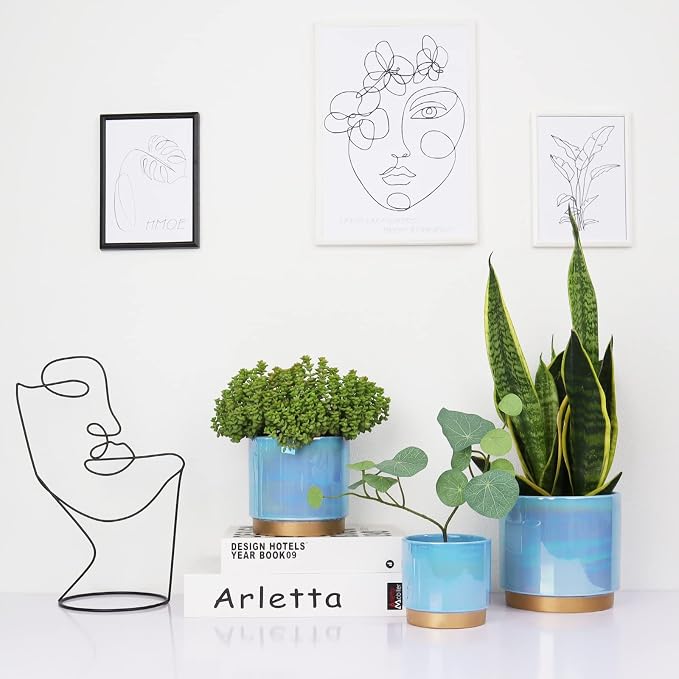 Gepege Ceramic Pots for Plants, Rainbow Pearl Glaze Planter - Image 6