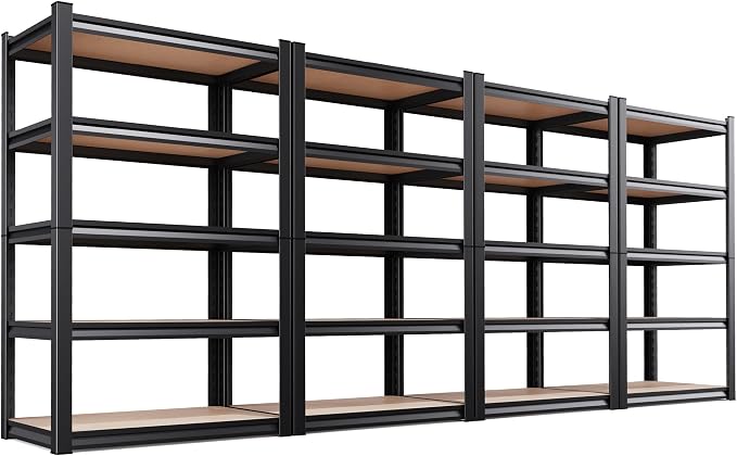 Set of 4 Garage Shelving Heavy Duty Storage Shelves, Metal Adjustable Shelving by Unknown