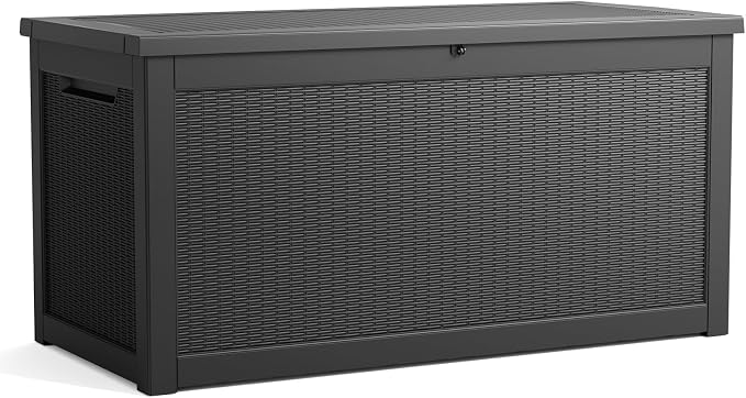 260 Gallon Resin Deck Box, Lockable Patio Outdoor Storage Box - Image 6