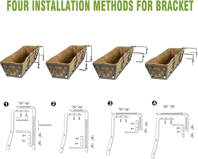 2 Pack 24 Inch Window Boxes Planters Railing Planter Box - Image 5