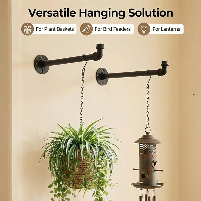 2 Pack Black Metal Pipe Plant Hanger Indoor - Image 4
