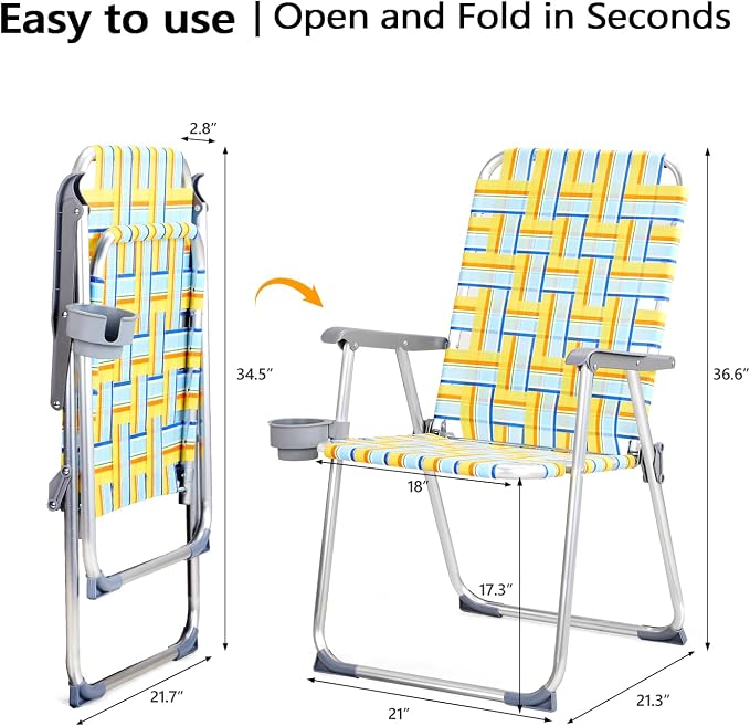 VINGLI Aluminum Patio Lawn Chairs Folding Set of 2 - Image 6