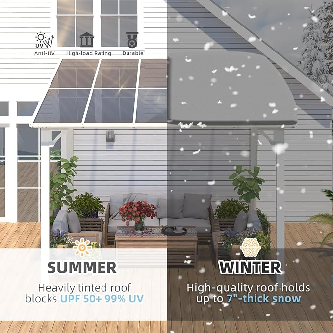 AECOJOY 10' x 10' Pergola Gazebo in White, Small Wall Mounted Pergolas and - Image 5