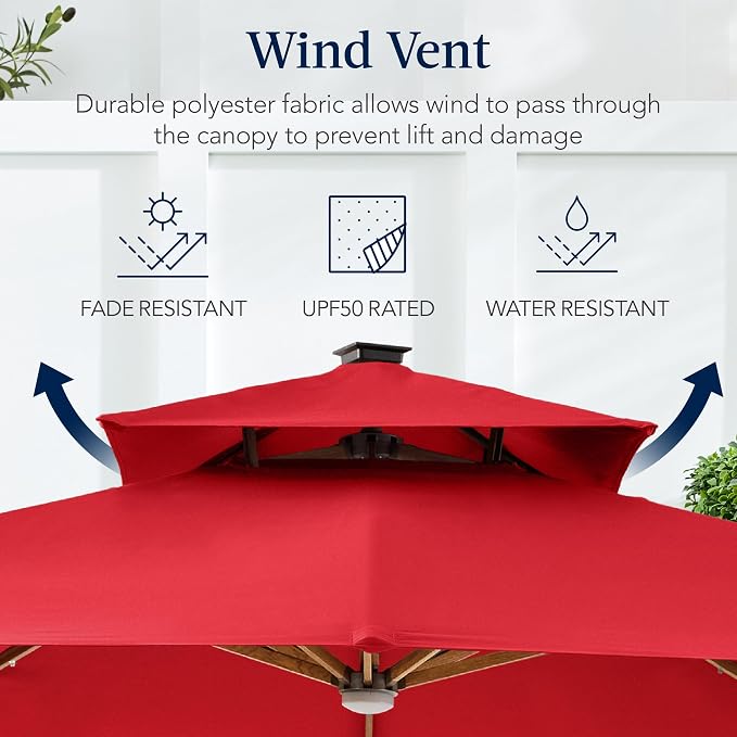 Best Choice Products 10ft Square Cantilever Patio Umbrella w/Base Included - Image 7