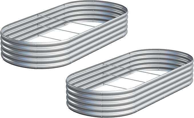 2PCS 6x3x1ft Galvanized Metal Raised Garden Bed Kit, Outdoor Planter Box by Easllre