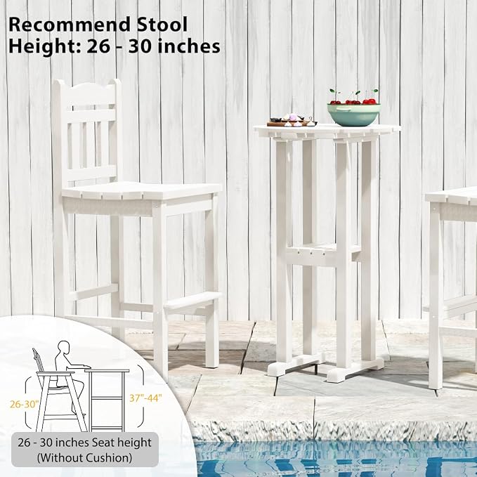 Sundale Outdoor 39 Inches Height Adirondack Bar Table, Patio HDPE Pub Height - Image 6
