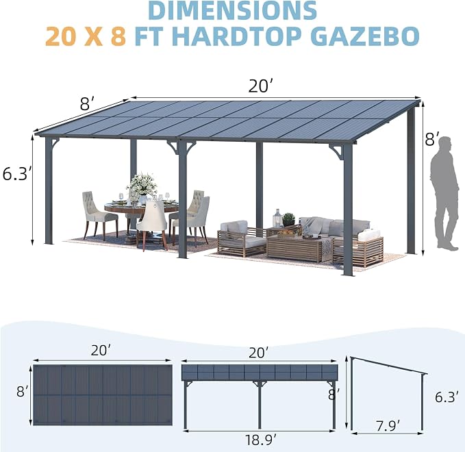AECOJOY 20' x 8' Outdoor Gazebo - Image 7