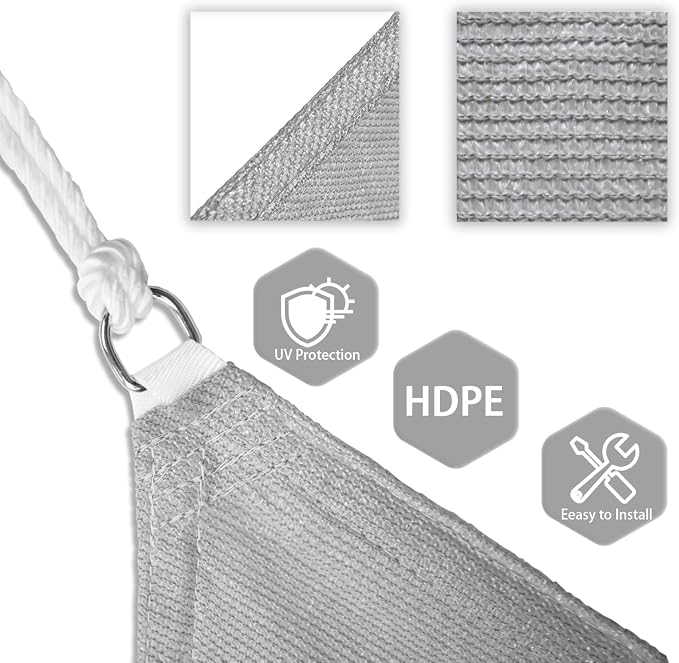 Patio Paradise 2' x 2' x 2' Sun Shade Sail Triangle Canopy Shade Cloth Fabric - Image 3