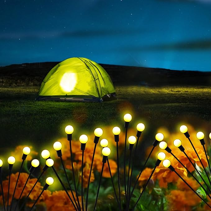 Solar Garden Lights Outdoor, 6 Pack 60 LED Solar Firefly Lights Waterproof - Image 5