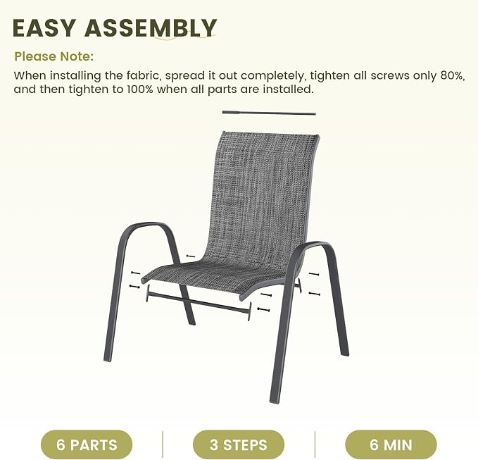 UDPATIO Patio Chairs Set of 4, Stackable Outdoor Dining Chairs - Image 9