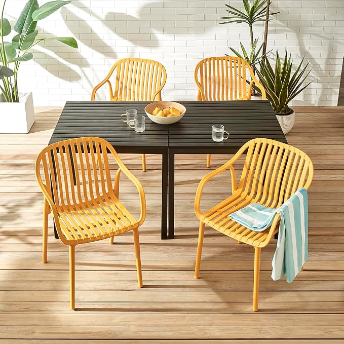 Modern Stackable Outdoor & Indoor Plastic Dining Chairs Set, Armchairs Set - Image 5